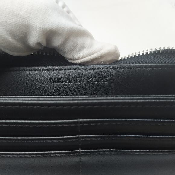 Michael Kors Jet Set Travel Black Pebbled Zip Around Long Wallet -NWT $298 - Picture 12 of 16